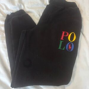 Polo by Ralph Lauren Kids Black Joggers with Multicolor Logo